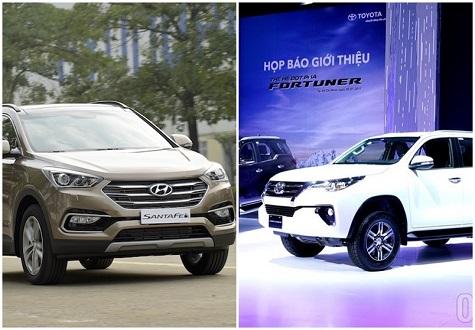 Nên mua Toyota Fortuner 2017 hay Hyundai SantaFe 2017?