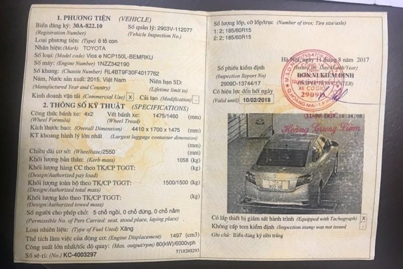 giấy đăng kiểm xe