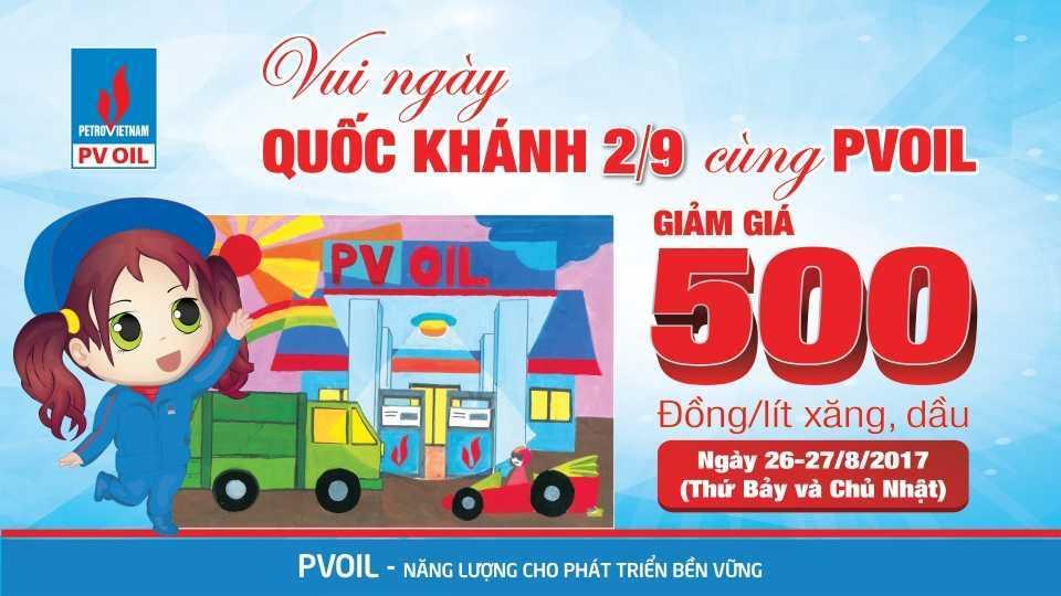 Mừng ngày Quốc khánh 2/9, PVOIL giảm giá bán lẻ xăng dầu