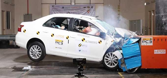 Cấu trúc thân xe Vios mới có khả năng hấp thu xung lực khi xảy ra va chạm. Nguồn: aseancap.org