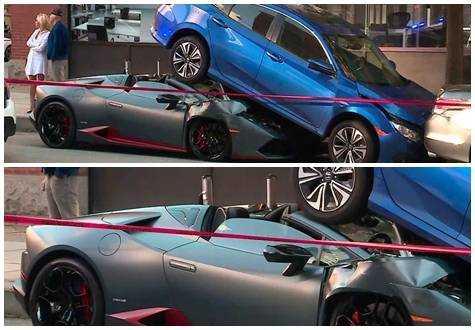 Xót xa siêu bò Lamborghini Huracan Spyder bị Honda Civic "đè đầu cưỡi cổ"