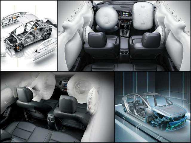 Hệ thống 7 túi khí của Hyundai Elantra (ảnh trên) so với 6 túi khí trên Kia Cerato.