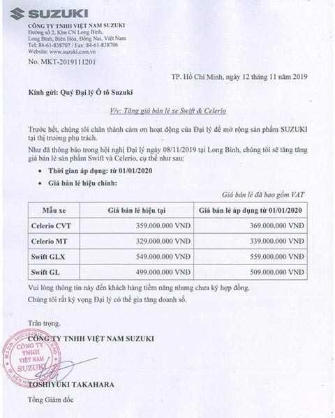 thông báo giảm giá xe Suzuki Swift