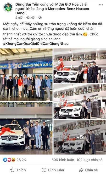 Bùi Tiến Dũng chia sẻ trên trang cá nhân