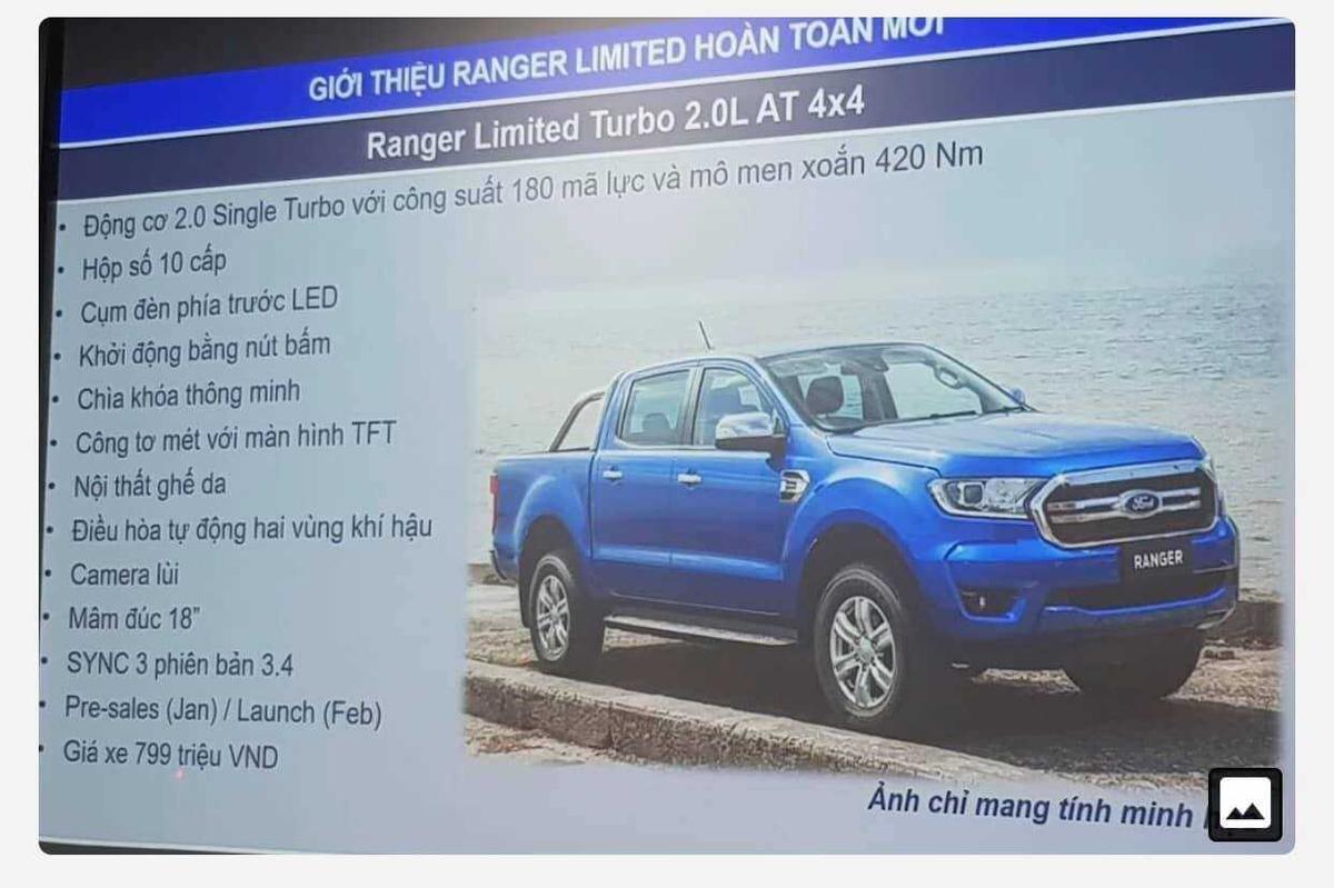 Thông số kĩ thuật được cho là của Ford Ranger