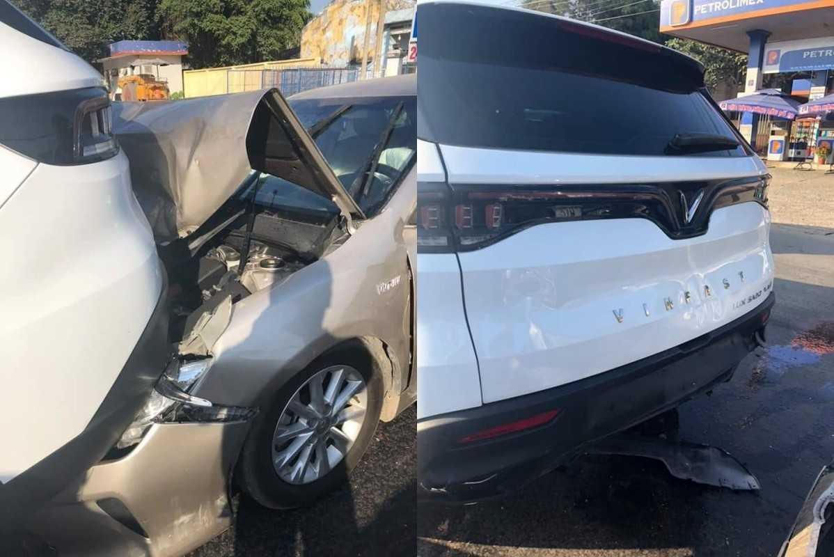 Phần đầu xe phía sau bị hư hỏng nặng