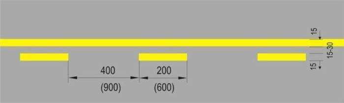 Vạch 1.4 - vạch vàng đôi một đứt, một liền