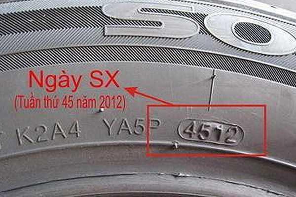 Ngày sản xuất được in trên lốp