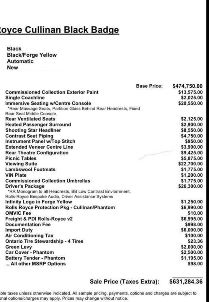 Bảng giá và danh sách trang bị của chiếc Rolls-Royce Cullinan Black Badge.
