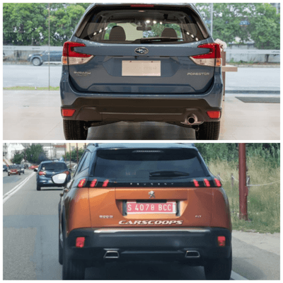 Đuôi xe Subaru Forester 2020 và Peugeot 3008 2020