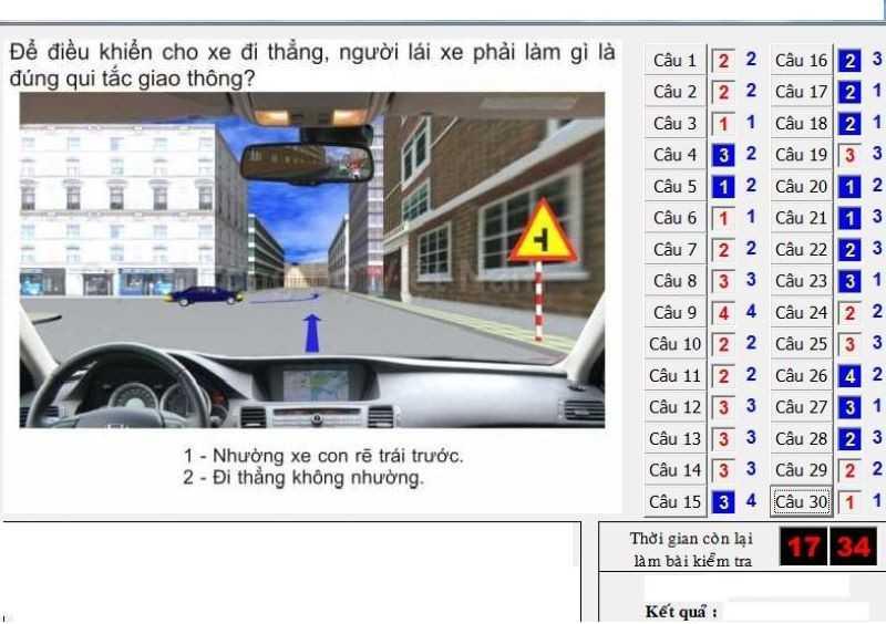 Thi trắc nghiệm lý thuyết b2 trên máy tính