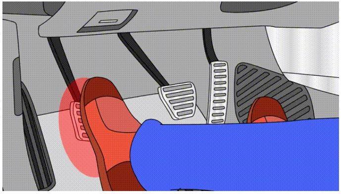 Nhấn chân ga và thả chân phanh ra.