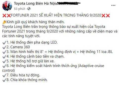 Đại lý quảng bá Toyota Fortuner 2021