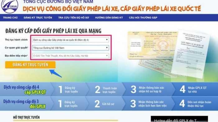 Các bước thực hiện nộp hồ sơ xin cấp giấy phép lái xe quốc tế trực tuyến