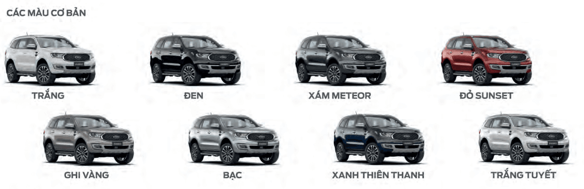 Ford Everest 2022 mới có 8 màu
