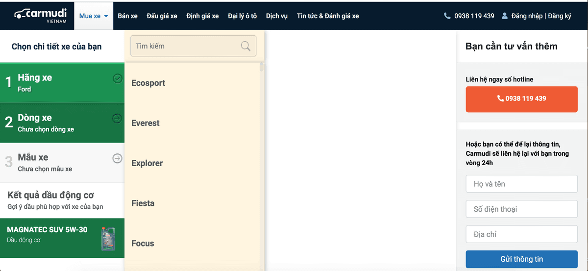 Castrol Oil Selector Tool