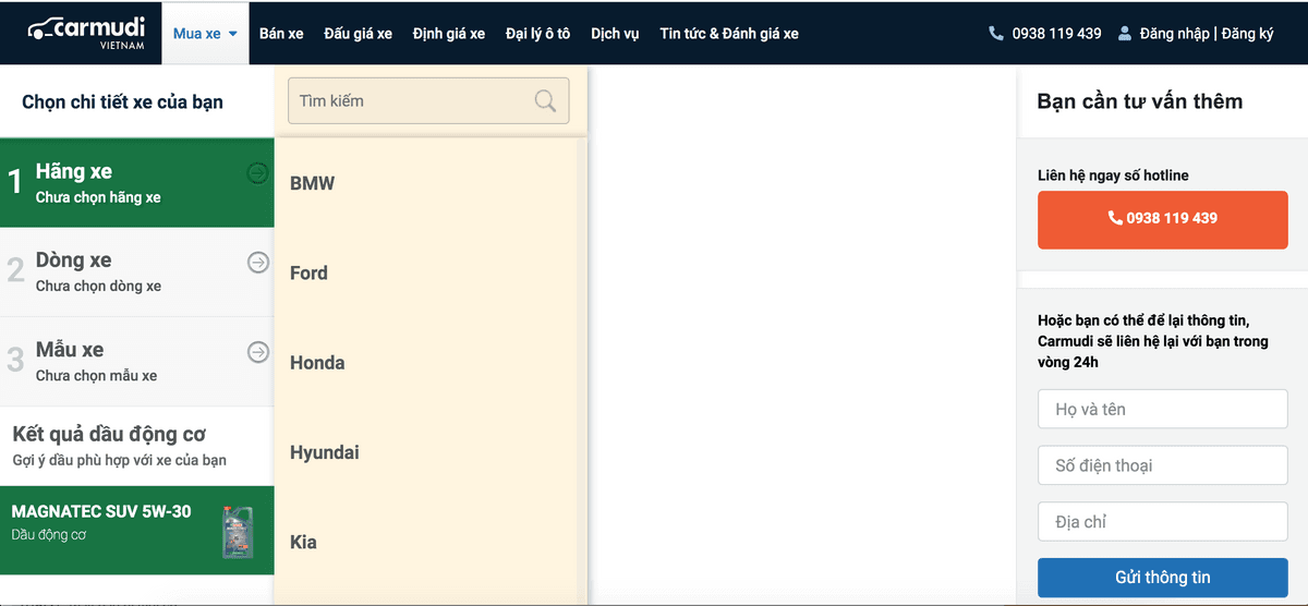 Castrol Oil Selector Tool