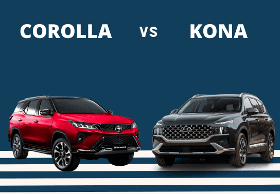 Corolla Cross (b&ecirc;n tr&aacute;i) v&agrave; Kona (b&ecirc;n phải)