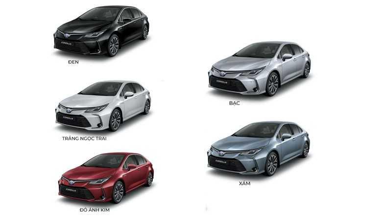 Màu xe: trắng ngọc trai, đen, bạc, đỏ ánh kim, xám, xanh ( bản Hybrid)