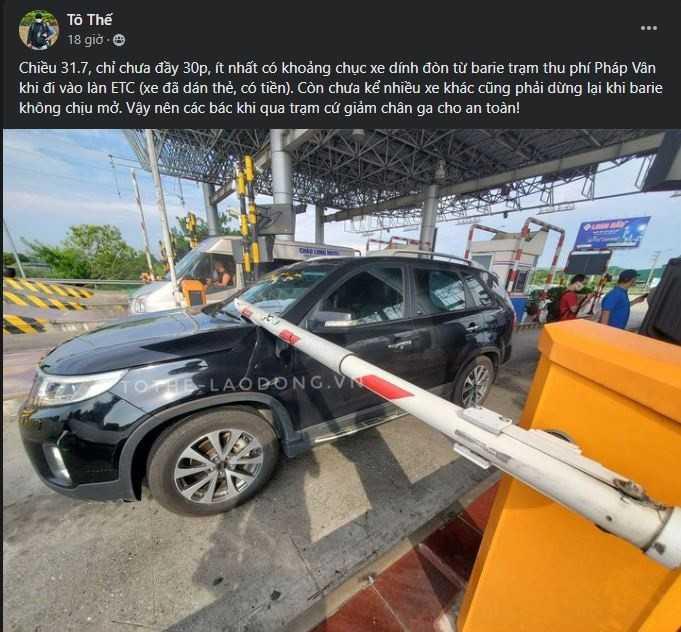 Sự cố thanh chắn kh&ocirc;ng mở khi chạy qua l&agrave;n ETC-1