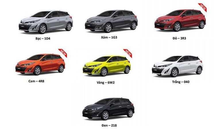 Màu xe: Xám, Cam, Đen, Trắng, Bạc, Đỏ, Vàng.