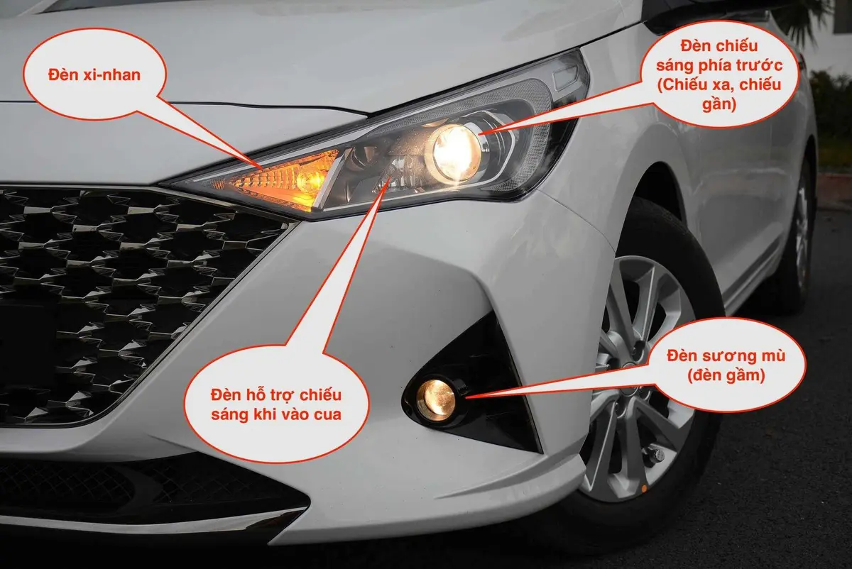 Hệ thống đèn chiếu sáng phía trước trên dòng xe Hyundai Accent